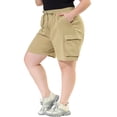 thumbnail image 4 of FAB CURVES Women's Plus Size Drawstring Elastic Waist Straight Leg Cargo Shorts, 4 of 5