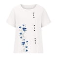 thumbnail image 4 of Babysbule Hauts pour Femmes Liquidation Mode Femme Col Rond Manches Courtes Blouse T-Shirt Imprimé Hauts Amples, 4 of 6