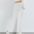 thumbnail image 5 of ITSAME Womens Straight Leg Pants, High Waisted Pull-On Striped Casual Trousers with Pockets White L, 5 of 7