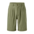 thumbnail image 4 of Linen Shorts for Men 7 Inch Inseam Casual Summer Vacation Beach Shorts with Pockets Elastic Waist Baggy Golf Short Army Green M, 4 of 4