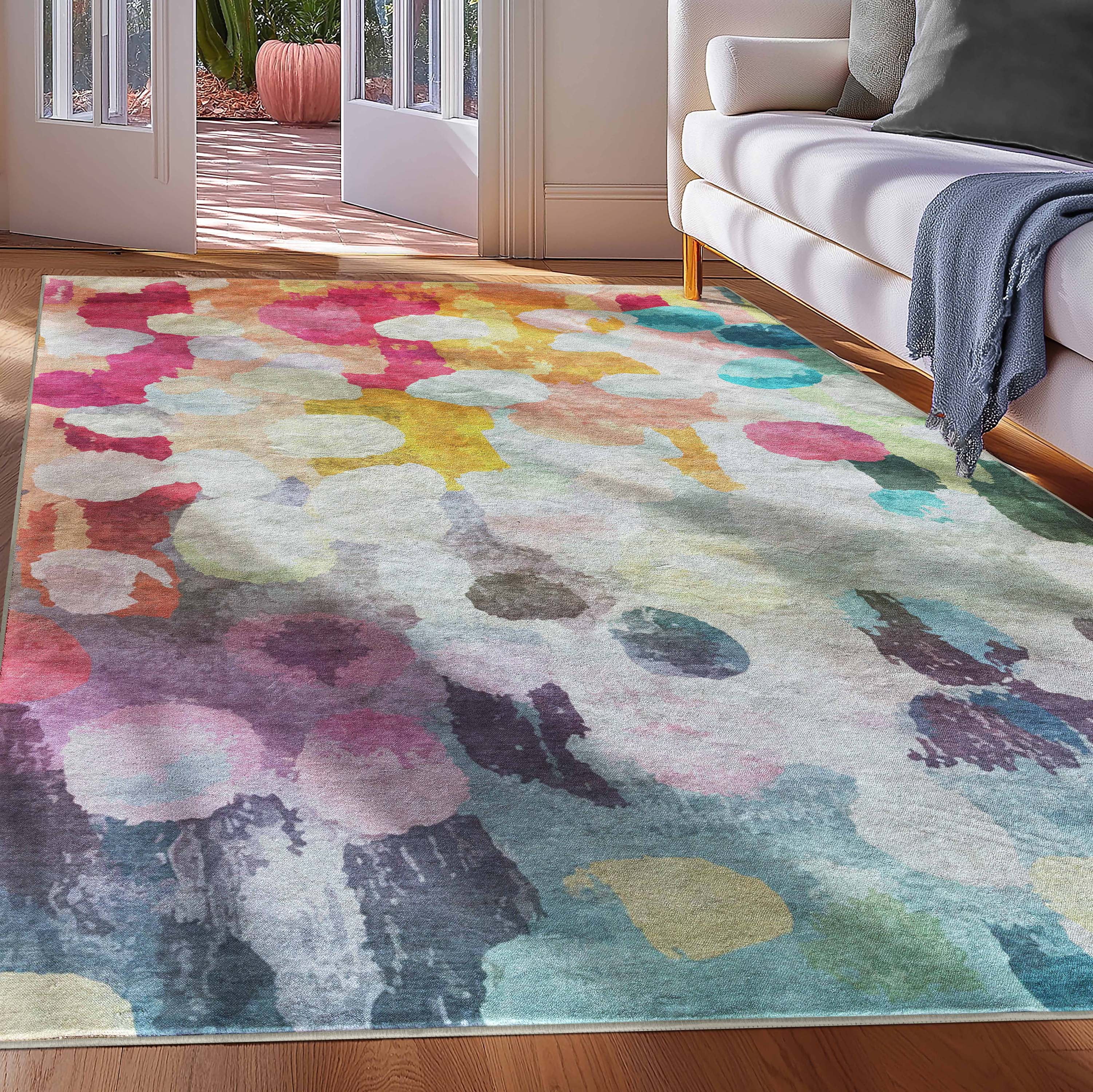 Well Woven Galets Aquarelle 3'3" x 5' Rug – Vibrant Multicolor, Stain-Resistant & Easy to Clean