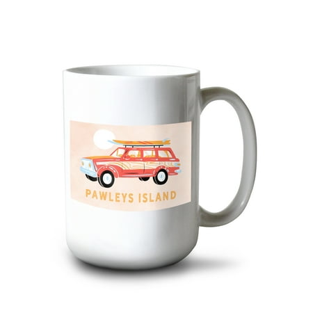 

Lantern Press 15 fl oz Ceramic Mug Pawleys Island South Carolina Sea Turtle Pink Contour Dishwasher & Microwave Safe