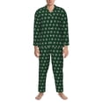 thumbnail image 3 of Vsdgher Green Buffalo Plaid Merry Christmas Mens Pajama Set, Soft Warm Long Sleeve Sleepwear, Cozy Button-Down Pjs for Men-Small, 3 of 7