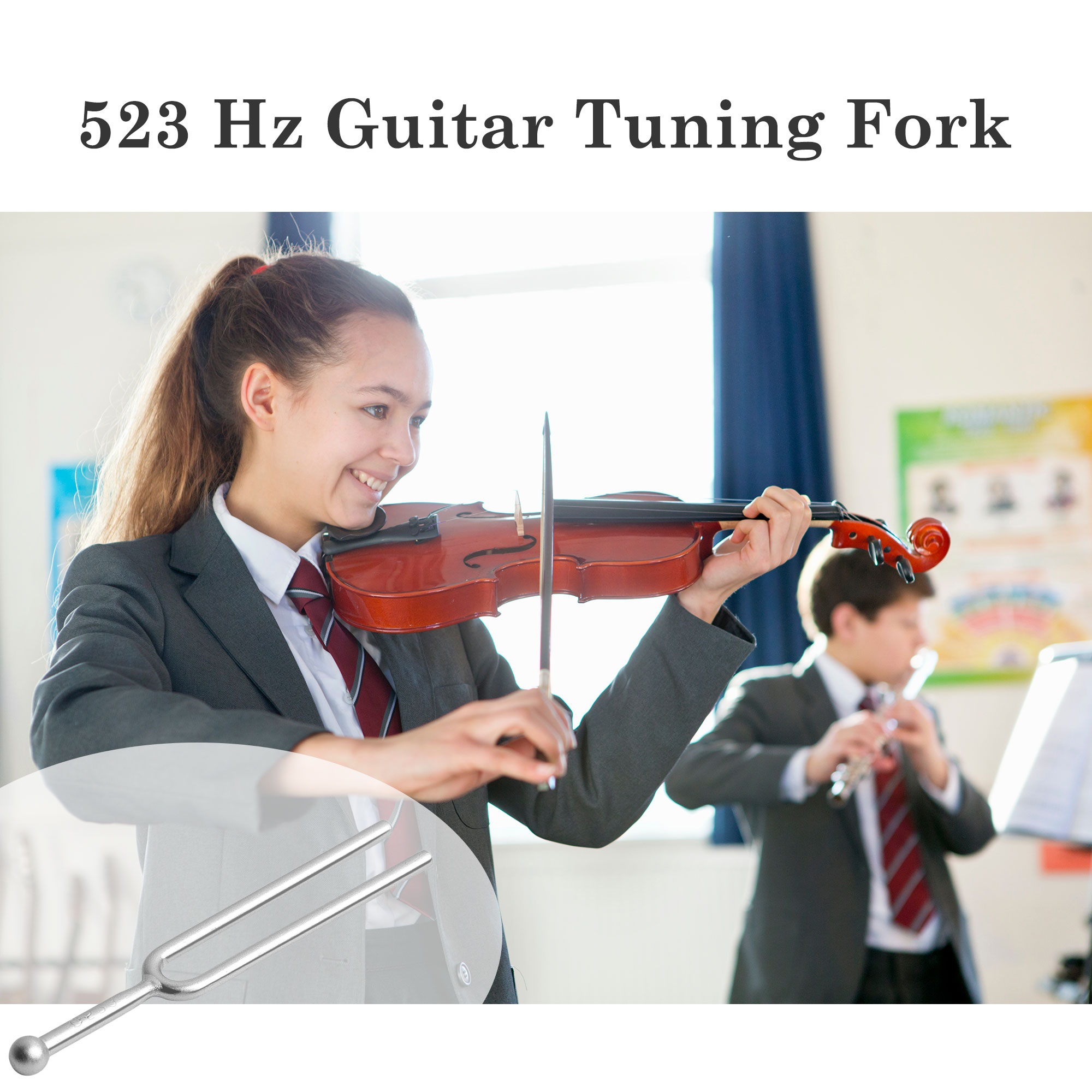 Guitar Metal Musical Instrument C Tune Tuning Fork 523Hz Silver Tone