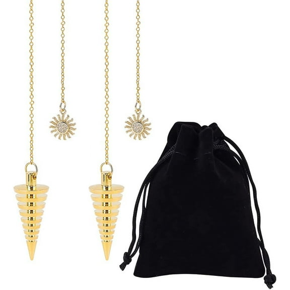 1 Bag Metal Pendulums for Divination Brass Pendulum with cone and Sun Pendant Healing Dowsing Tool Reiki Pendulum Meditation Pendulum Divination Pendulum