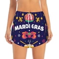 thumbnail image 2 of Picia Happy Mardi Gras Pattern Women's 2 in 1 Athletic Running Shorts High Waisted Workout Casual Gym Sweat Shorts with Comfy Liner Zipper Pockets-Small, 2 of 9