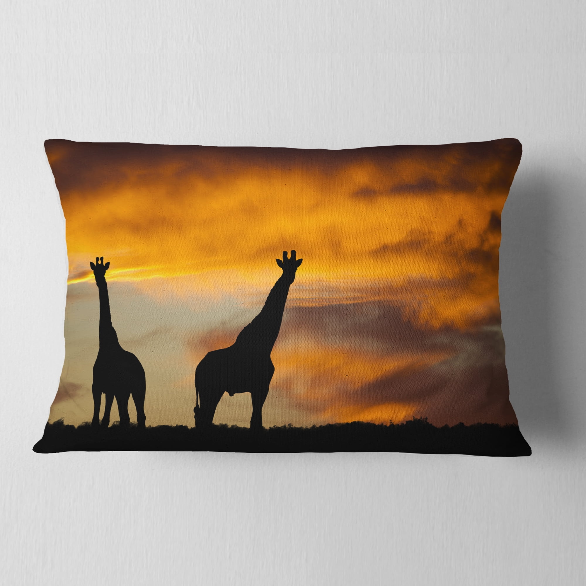 Designart African Wildlife Silhouette - African Throw Pillow - 12x20