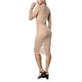 thumbnail image 3 of ITFABS Female Solid Color O-Neck Long Sleeve See-Throught Dress+ Vest+ Shorts, 3 of 4