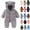 B Gray, variant on Newborn Baby Fleece Footie Snowsuit Unisex Winter Warm Thicken Zip Up Hooded Outfits for Girls Boys