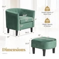 thumbnail image 6 of Topcobe Upholstered Teddy Velvet Club Barrel Chair with Ottoman with Footrest, Modern Furniture for Living Room, Practical, Easy to Assemble-Green, 6 of 8