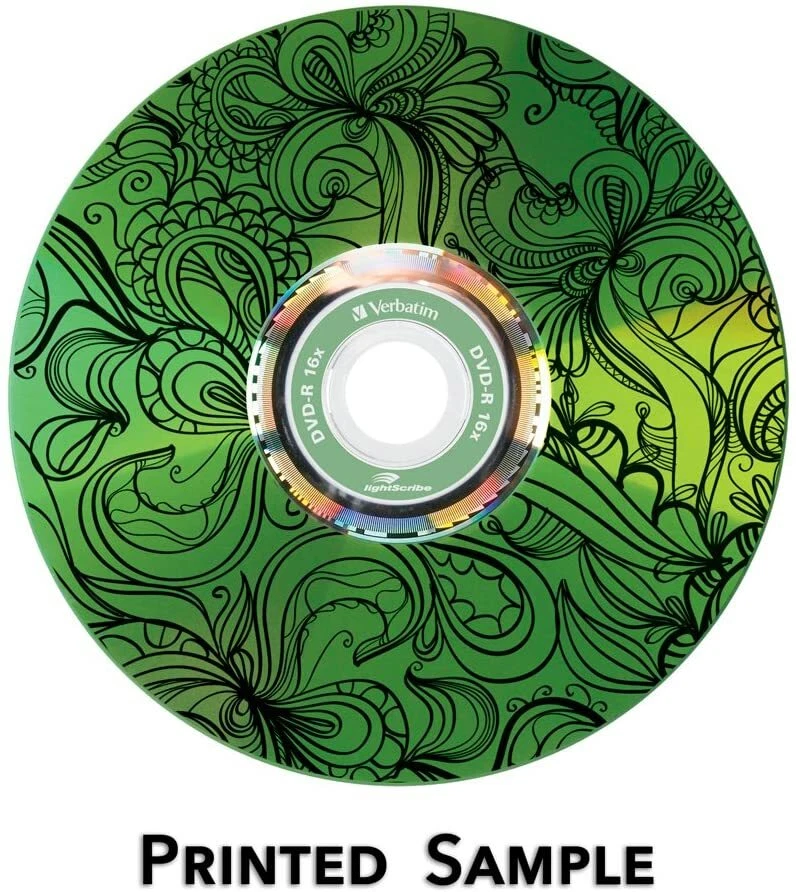 Verbatim LightScribe DVD+R 120pk Assorted Colors - Laser Etch Prints To Disc