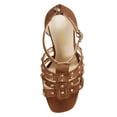 thumbnail image 3 of YDN Women Studded Open Toe Gladiator Sandals T-Strap Stiletto High Heel Zipper Sandals Prom Dress Daily Shoes Size 15 Brown, 3 of 4