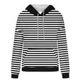 thumbnail image 5 of DDAPJ pyju Hooded Sweatshirts for Women Striped Pullover Hoodies Fall Casual Sports Hoody Top with Kangaroo Pocket Black S, 5 of 6