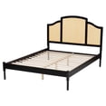thumbnail image 3 of Pemberly Row Black Wood Queen Size Platform Bed with Woven Rattan, 3 of 9