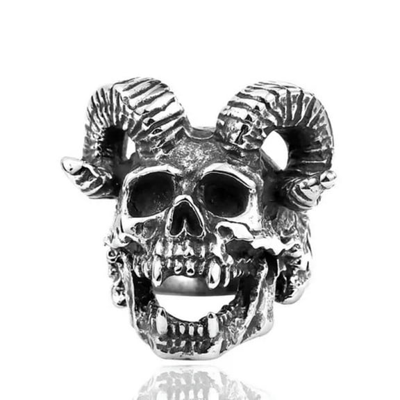 GKNET Mens Gothic Punk Devil Biker Skull Ring for Men Stainless Steel Size 7-15