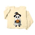 thumbnail image 4 of Womens Halloween Tops Cute Ghost Printed Crew Neck Long Sleeve Trendy Loose Spooky Festival Pullover Top Khaki L, 4 of 6