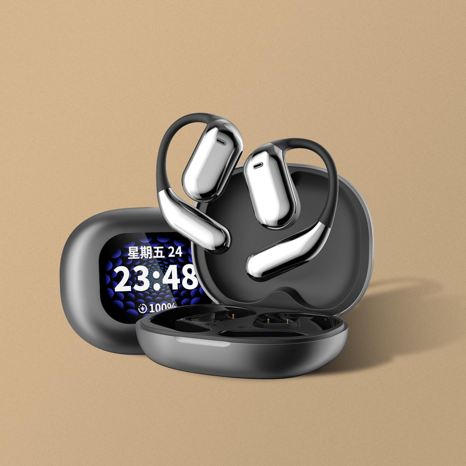 Clearance Over The Ear Earbuds, XP2 Earbuds, True Wireless Open Ear Bluetooth Earphones, Listen Touchs Screen Control, Led Display, Suitable for Sports, Leisure and Music