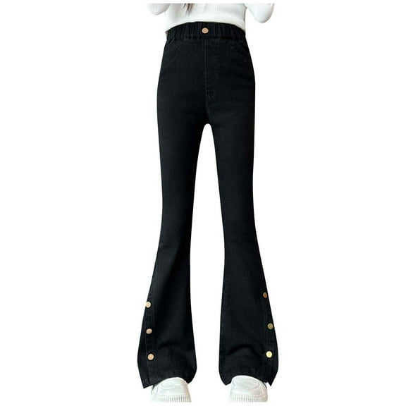 BFHHYA Kid & Tween Girls' Skinny Flare Jeans - High-Waisted Flare Bootcut Jeans Stretchy Stylish Denim Pants with Pockets (5-15 Years)
