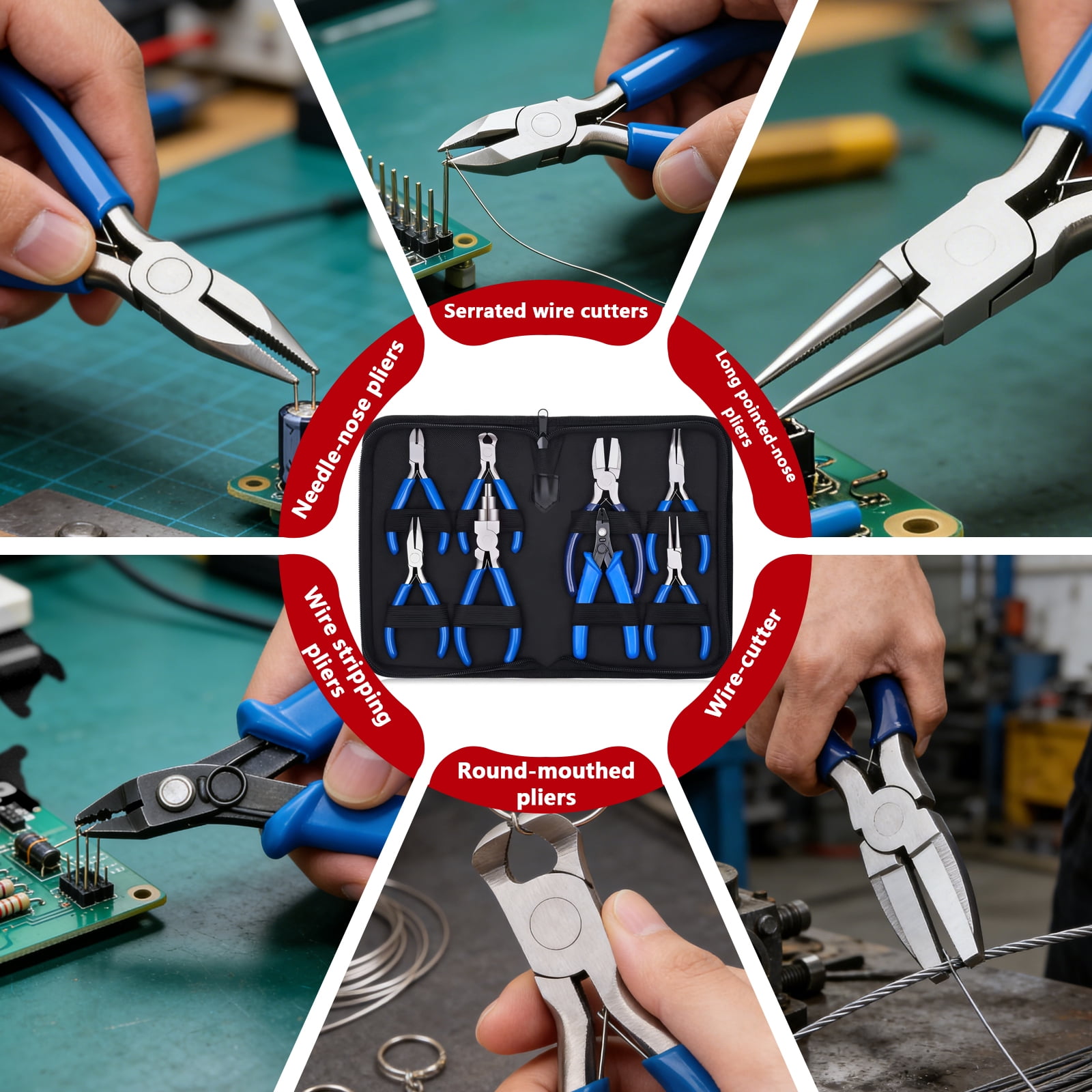 Arcticwind 8PCS 4.5-inch Pliers Set, Pointed Nose Pliers, Mini Pliers, Manual Pliers, Jewelry Pliers accessories tools,Rust-Resistant Ergonomic Grip,For Home DIY Car Outdoor Emergency Kit,Blue