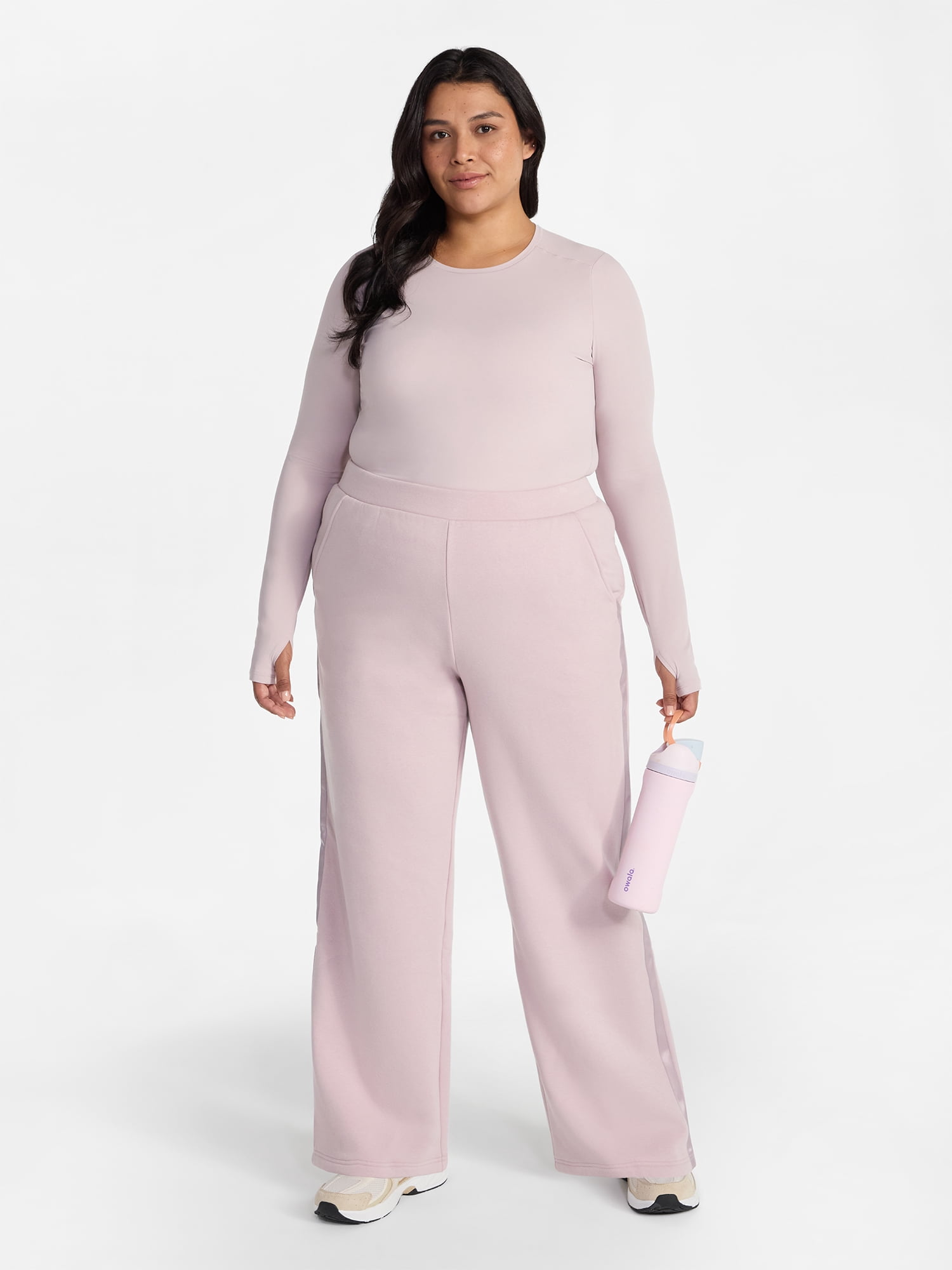Avia Women's and Women's Plus Fleece Sweatpants with Satin Trim, Sizes XS-4X