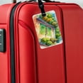 thumbnail image 5 of Tennis Court Watercolor Faux Leather Travel Luggage Tag, 5 of 7