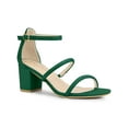 thumbnail image 1 of BLISSFUL STEP Women's Open Toe Strappy Block Heel Sandals Green 7, 1 of 7