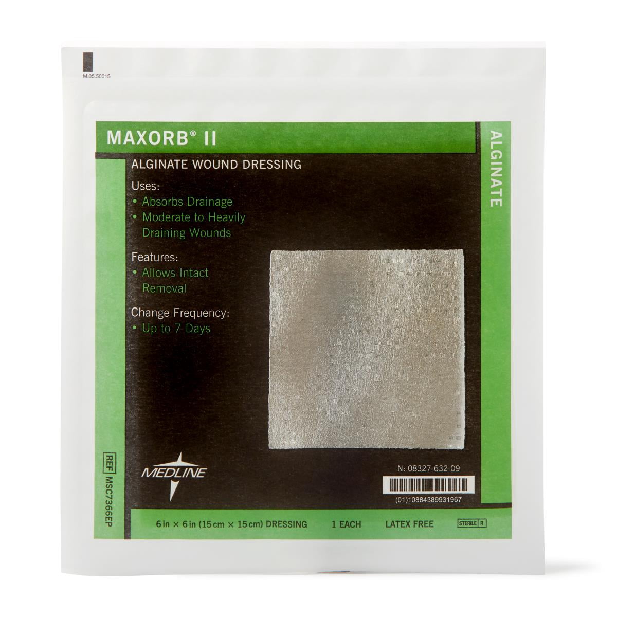 Medline Maxorb® II Alginate Wound Dressings, 6" x 6", 5 Count