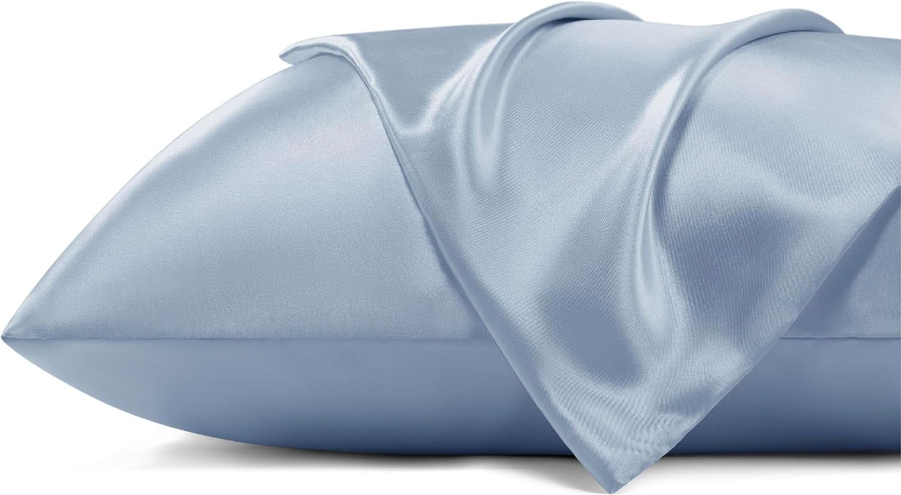 Satin Pillowcase with Zipper, Similar to Silk Pillow Cases 2 Pack, Satin Pillow Cases King, Silky & Soft Bedding Pillow Covers for Hair and Skin, Gifts for Women Men, Stone Blue, 20x36 Inches