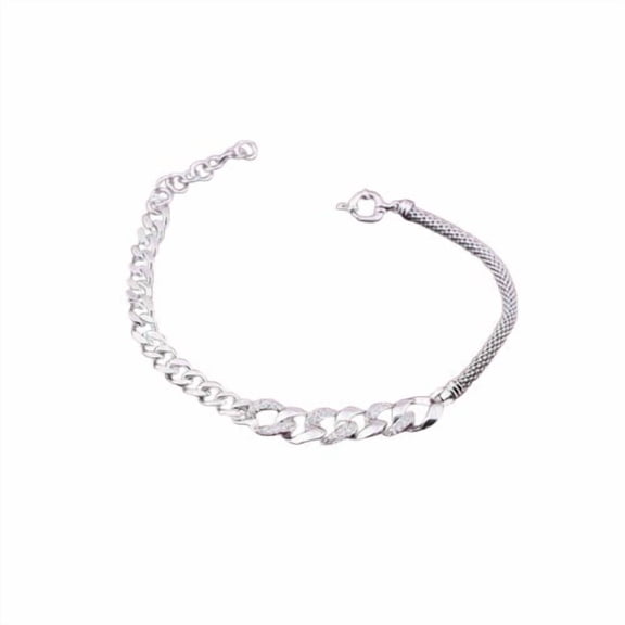 Brilliance Jewels Men's Round Cut Moissanite Triple Layered Bracelet in 14K White Gold Plated – Stylish & Elegant