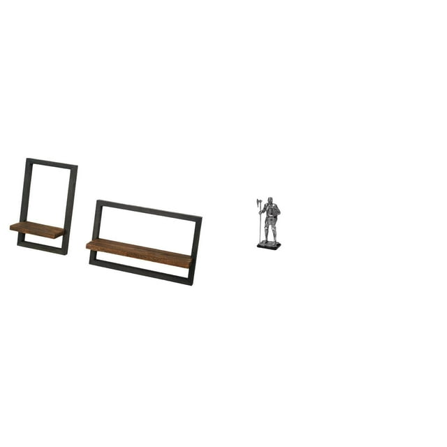 Estantes de pared para almacenamiento,Estantes flotantes de madera Estantes de pared de madera,Figura de escritorio,Estatua de caballero,artesanía