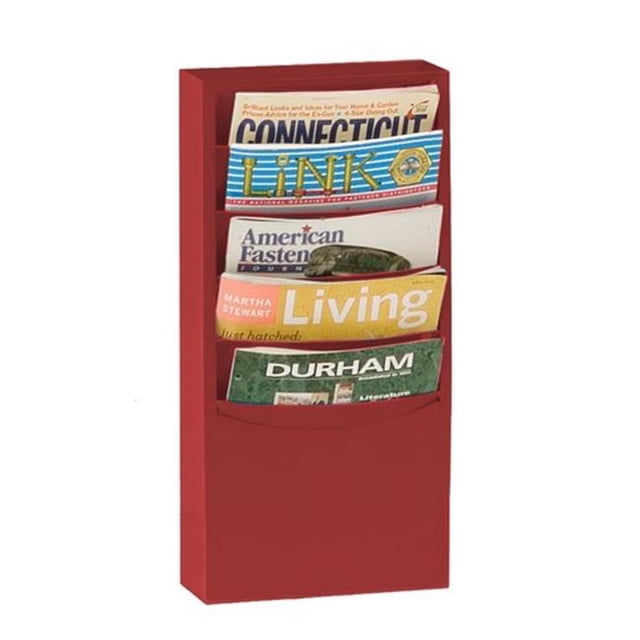 Durham 403-55 Steel 5 Contour Pocket Vertical Literature Rack, Burgundy