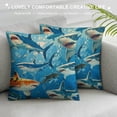 thumbnail image 3 of PRATYUS Ocean Life Throw Pillow Cover, Cartoon Shark Whale Pillow Cover , Colorful Underwater World Cushion Cover, Geometric Sea Wave Starfish Sea Animals Decorative Pillow Cover, Blue White, 3 of 5