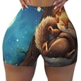 thumbnail image 2 of Logiee Squirrel Sleeping In Tree Print Women's Biker Shorts,Workout Gym Shorts,Scrunch Shorts,Tummy Control Hidden Scrunch Running Yoga Shorts-Large, 2 of 8