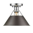 thumbnail image 2 of Golden Lighting 3306-FM PW-RBZ Orwell PW Flush Mount, Silver - Rubbed Bronze Shade, 2 of 3
