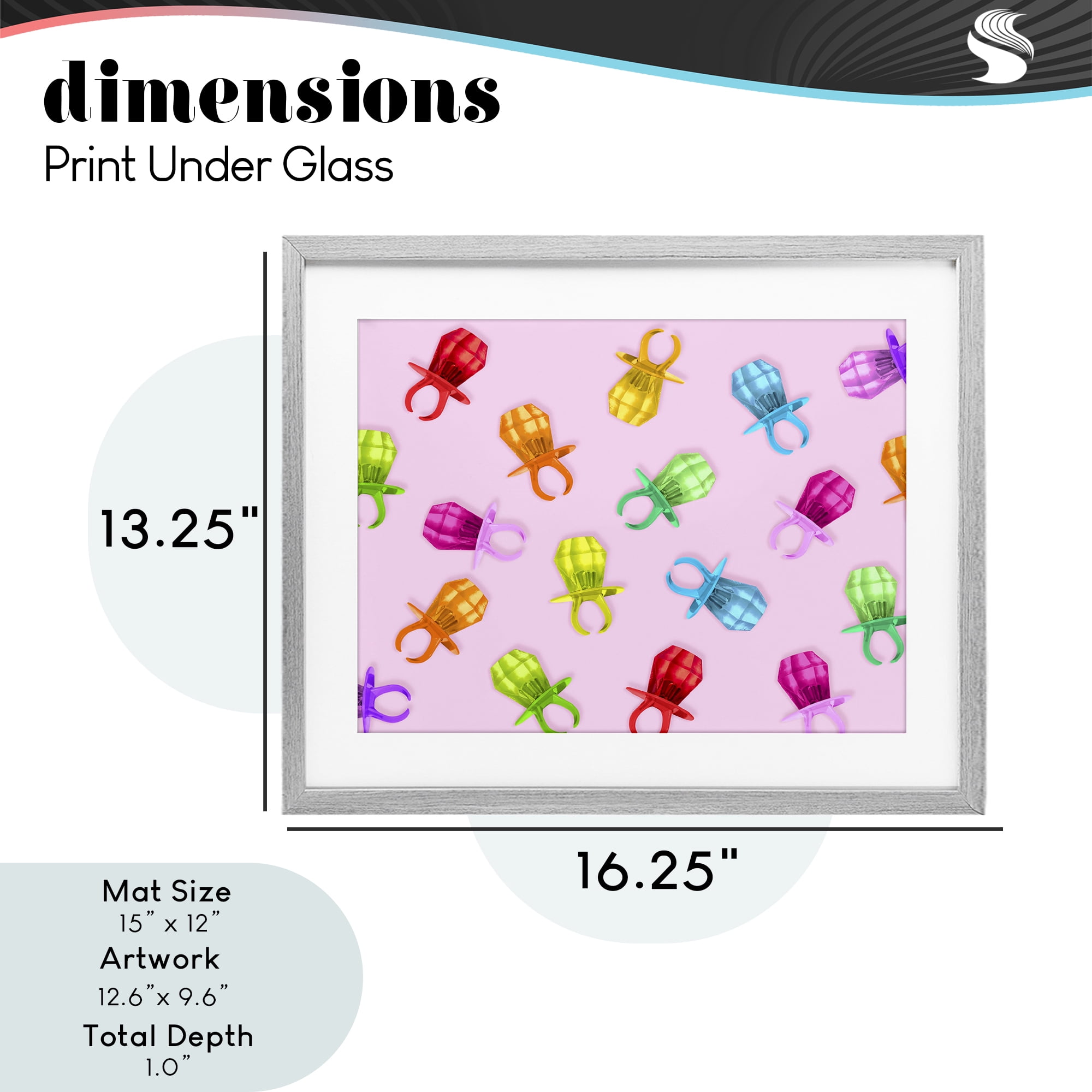 Stupell Industries Candy Gem Ring Party Pattern Gray Framed Print Under Glass, design by LISH Creative