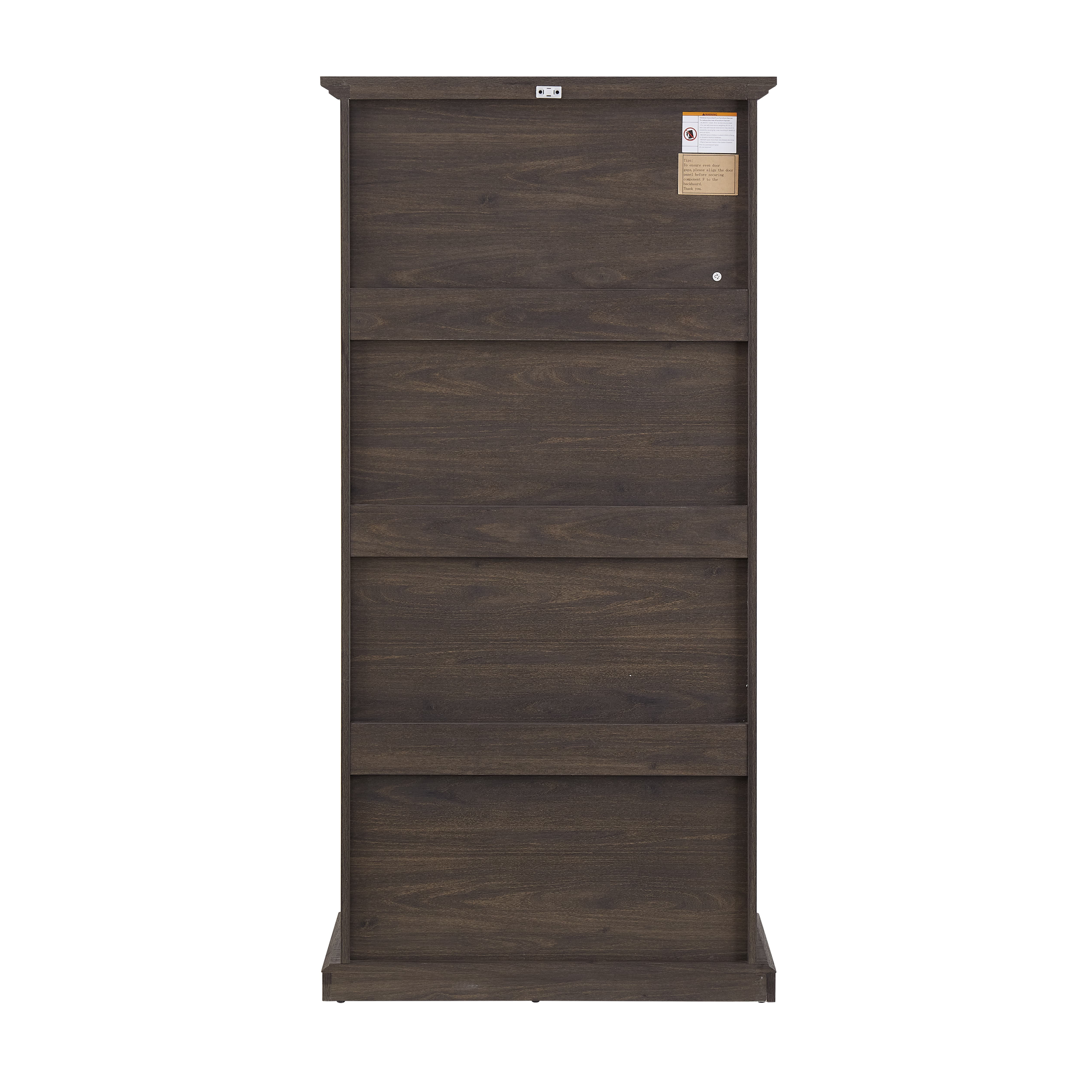 Aukfa 4-Tier Glass Display Cabinet,Cabinet Storage Curio Cabinet with Flip up Glass Doors, Brown