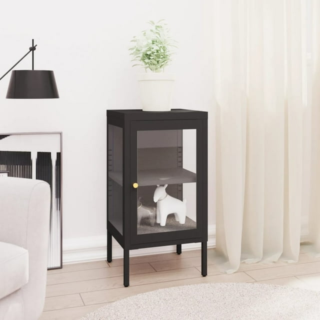 vidaXL Sideboard Black 38x35x70 cm Steel and Glass