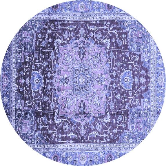 Ahgly Company Indoor Round Abstract Blue Modern Area Rugs, 7' Round