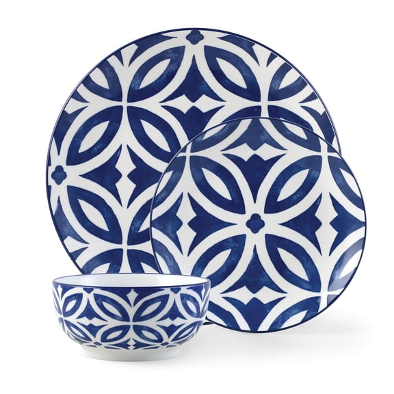 Mainstays ensemble de vaisselle à motif bleu émaillé, 12 pièces