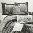 thumbnail image 5 of Nanshing Therese 7 Piece Damask Comforter Set , Grey , California King Size , Jacquard with matching solid piecework, 5 of 6