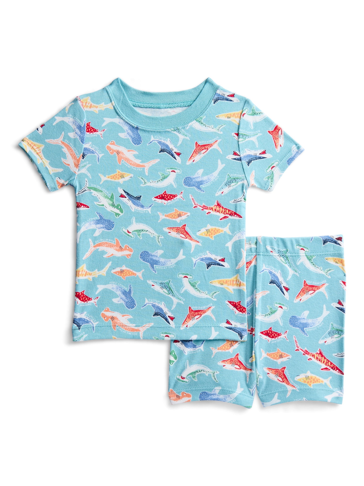 Wonder Nation Toddler Boys Short Sleeve Tee and Shorts Cotton Tight Fit Pajama Set, 4-Piece, Sizes 12M-5T