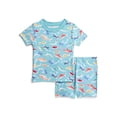 thumbnail image 5 of Wonder Nation Toddler Boys Short Sleeve Tee and Shorts Cotton Tight Fit Pajama Set, 4-Piece, Sizes 12M-5T, 5 of 7