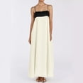 thumbnail image 2 of Womens Linen Maxi Dress Contrast Trim Spaghetti Straps Summer Outfits Sleeveless Long Dresses Travel Vacation, 2 of 7