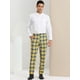 thumbnail image 3 of Pantalones de graduación a cuadros para hombre Pantalones de traje a cuadros formales de ajuste regular Amarillo azul S, 3 of 6
