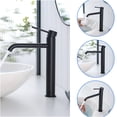 thumbnail image 5 of JERFIT Single Hole Bathroom Faucet, Tall Modern Black Waterfall Spout, Single Handle Stainless Steel Vessel Sink Faucet for Vanity Basin, 5 of 8