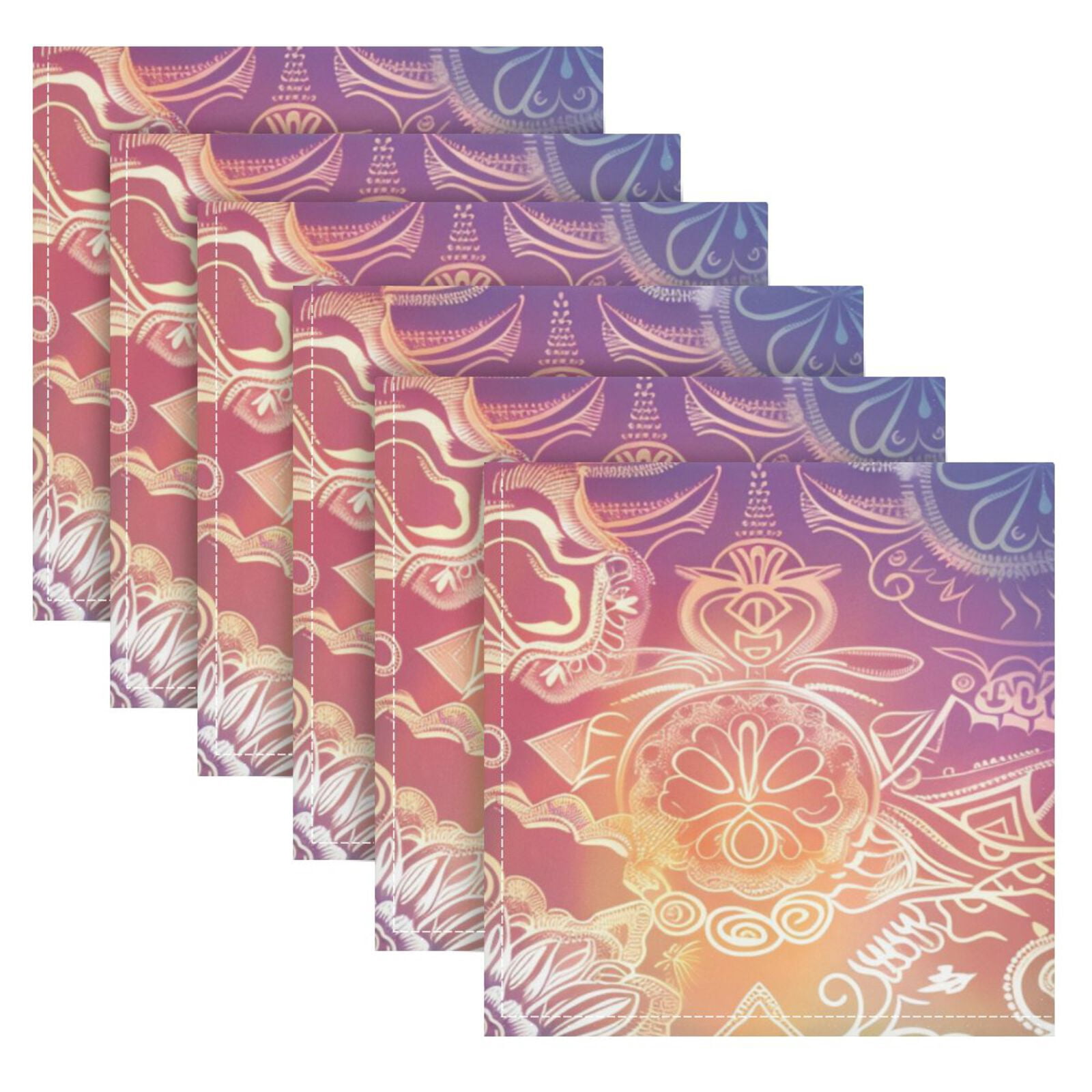 JSTEL Gradient Mandala Cloth Napkins Set of 6, 20x20 Inch Washable and Reusable Napkin for Decoupage Dinner Party Everyday Use