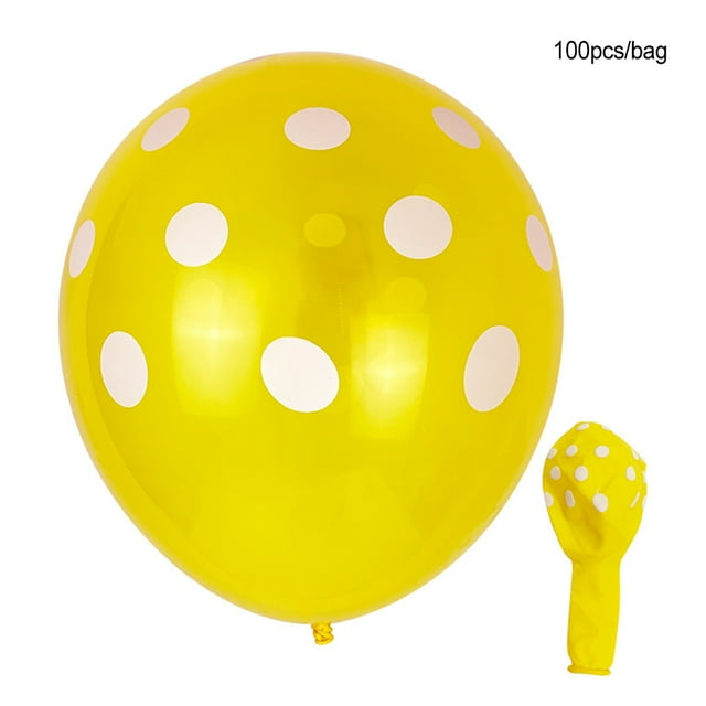 100 Pcs Ballons à Pois Latex Légers Point de Vague Ballon Arrangement d'Atmosphère Colorée Accessoires Photo Bébé Jaune/blanc à Pois