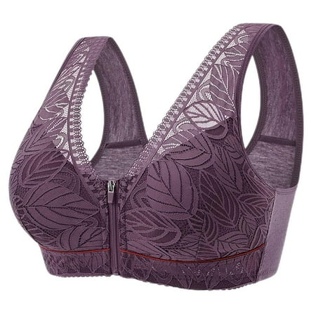 

Julam Wireless Front Close Bra Lace Wire Free Bras for Middle Aged Women Comfort Women s Large Size Wireless Bras Full-Coverage Breathable Lightweight clever