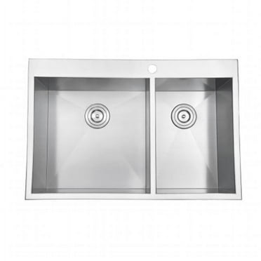 Ruvati  Tirana Overmount 16 Gauge 33 in. Double Bowl Kitchen Sink - Stainless Steel