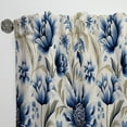 thumbnail image 3 of Designart "Victorian Ikat Elegance II" Floral Blue, Beige Curtain 1 Panel, 3 of 6